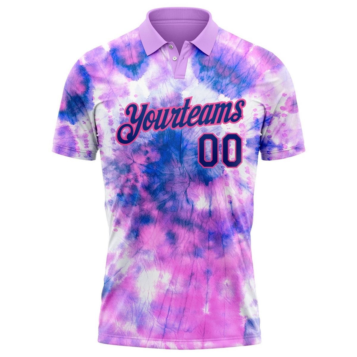 Custom Tie Dye Royal-Pink 3D Performance Golf Polo Shirt photo 2