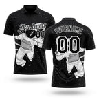 Custom Black White 3D Pattern Design Astronaut Performance Golf Polo Shirt