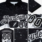 Custom Black White 3D Pattern Design Astronaut Performance Golf Polo Shirt detail