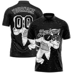 Custom Black White 3D Pattern Design Astronaut Performance Golf Polo Shirt photo 1
