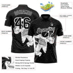 Custom Black White 3D Pattern Design Astronaut Performance Golf Polo Shirt photo 3
