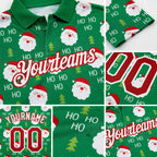 Custom Grass Green Red-White 3D Christmas Performance Golf Polo Shirt detail