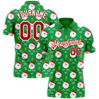 Custom Grass Green Red-White 3D Christmas Performance Golf Polo Shirt photo 1