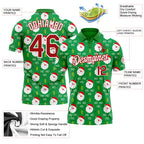 Custom Grass Green Red-White 3D Christmas Performance Golf Polo Shirt photo 3