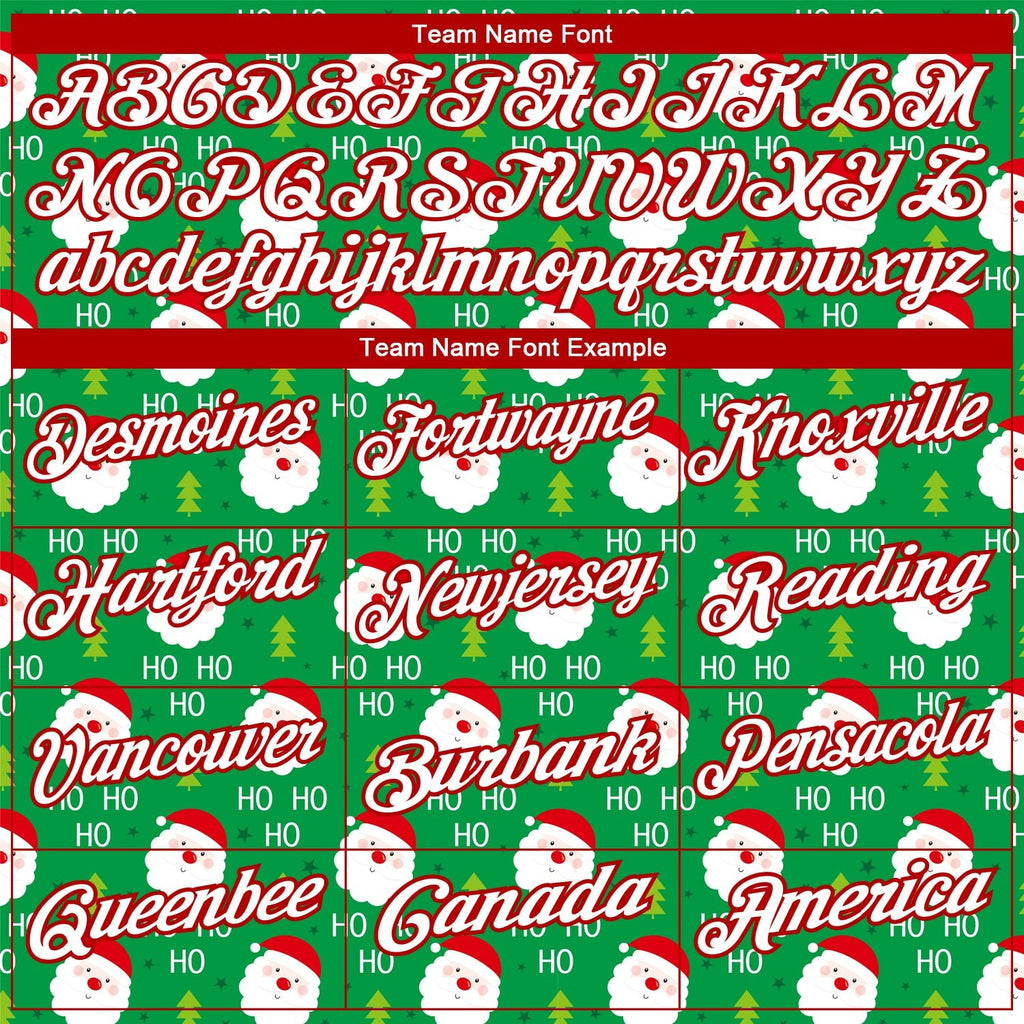 Custom Grass Green Red-White 3D Christmas Performance Golf Polo Shirt photo 4