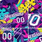 Custom Graffiti Pattern White-Purple 3D Performance Golf Polo Shirt detail