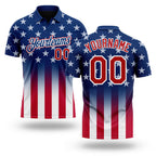 Custom Blue Red-White 3D American Flag Performance Golf Polo Shirt