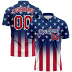 Custom Blue Red-White 3D American Flag Performance Golf Polo Shirt photo 1