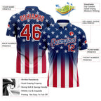 Custom Blue Red-White 3D American Flag Performance Golf Polo Shirt photo 3