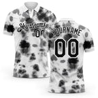 Custom Tie Dye Black-White 3D Performance Golf Polo Shirt