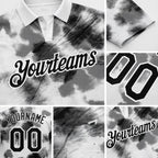 Custom Tie Dye Black-White 3D Performance Golf Polo Shirt detail