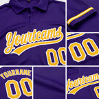 Custom Purple Gold-White Performance Vapor Golf Polo Shirt detail