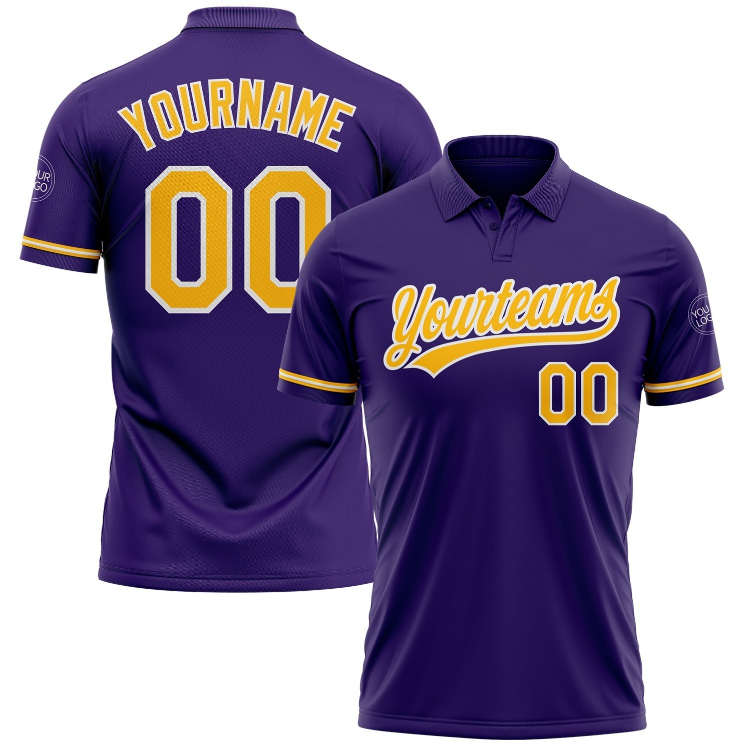 Custom Purple Gold-White Performance Vapor Golf Polo Shirt photo 1