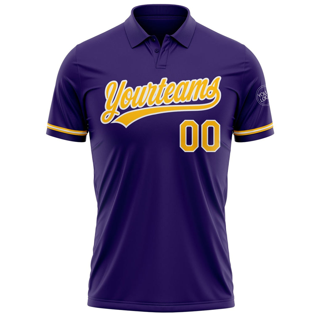 Custom Purple Gold-White Performance Vapor Golf Polo Shirt photo 2
