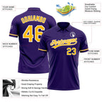 Custom Purple Gold-White Performance Vapor Golf Polo Shirt photo 3