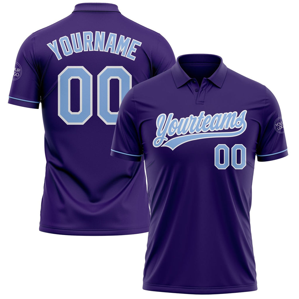 Custom Purple Light Blue-White Performance Vapor Golf Polo Shirt photo 1