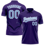 Custom Purple Light Blue-White Performance Vapor Golf Polo Shirt photo 1