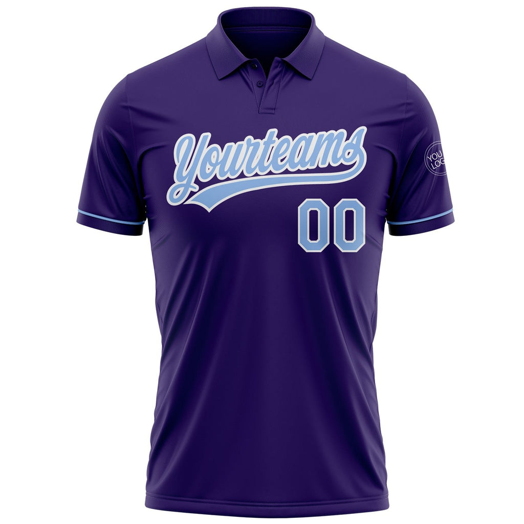 Custom Purple Light Blue-White Performance Vapor Golf Polo Shirt photo 2