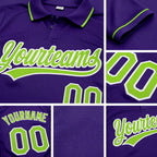 Custom Purple Neon Green-White Performance Vapor Golf Polo Shirt detail