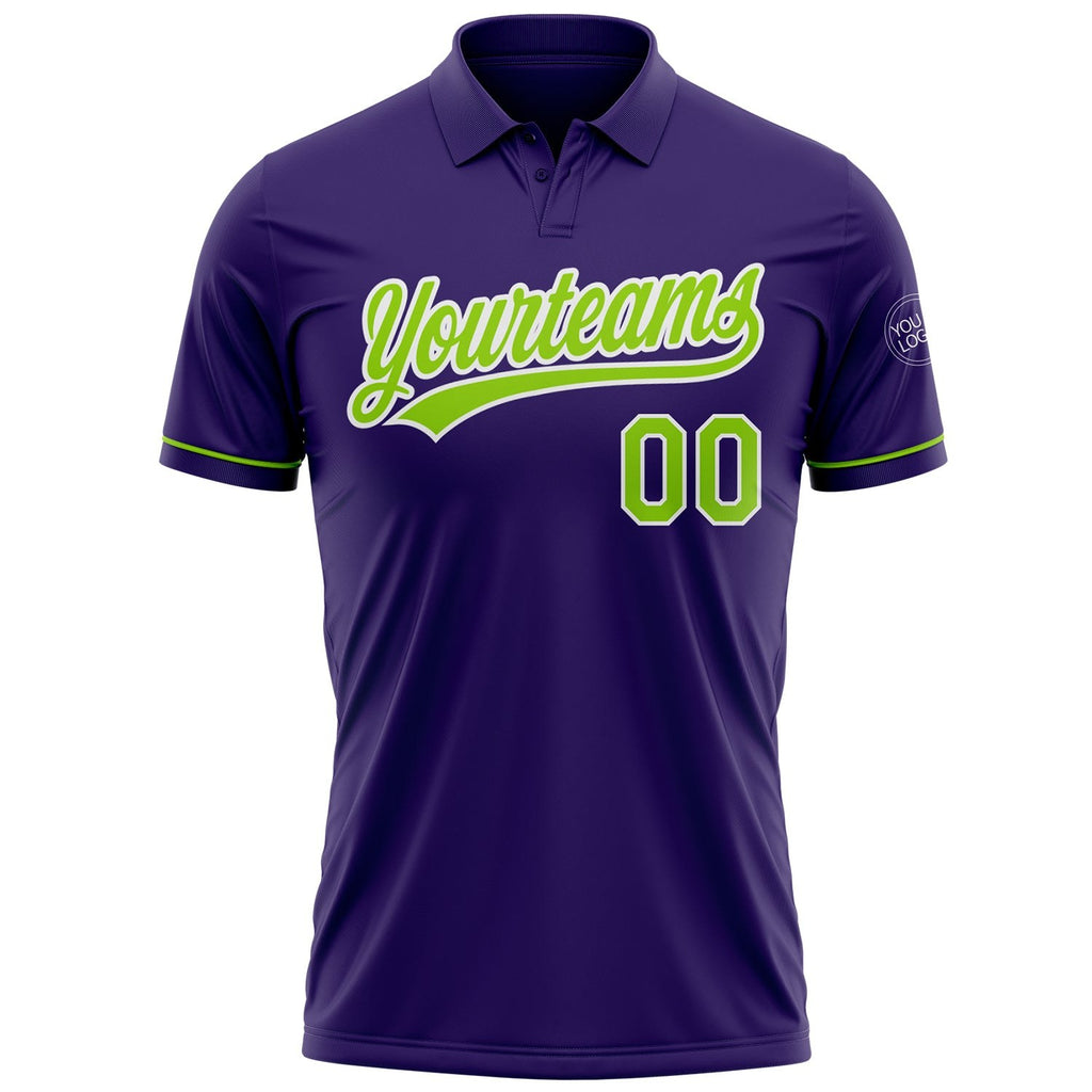Custom Purple Neon Green-White Performance Vapor Golf Polo Shirt photo 2