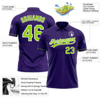 Custom Purple Neon Green-White Performance Vapor Golf Polo Shirt photo 3