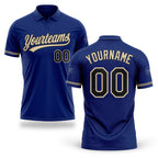 Custom Royal Black-City Cream Performance Vapor Golf Polo Shirt