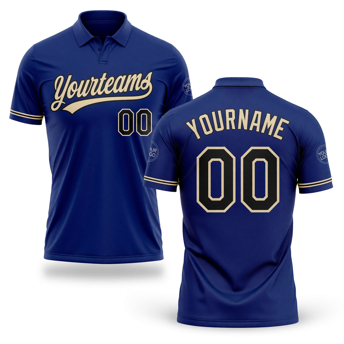 Custom Royal Black-City Cream Performance Vapor Golf Polo Shirt