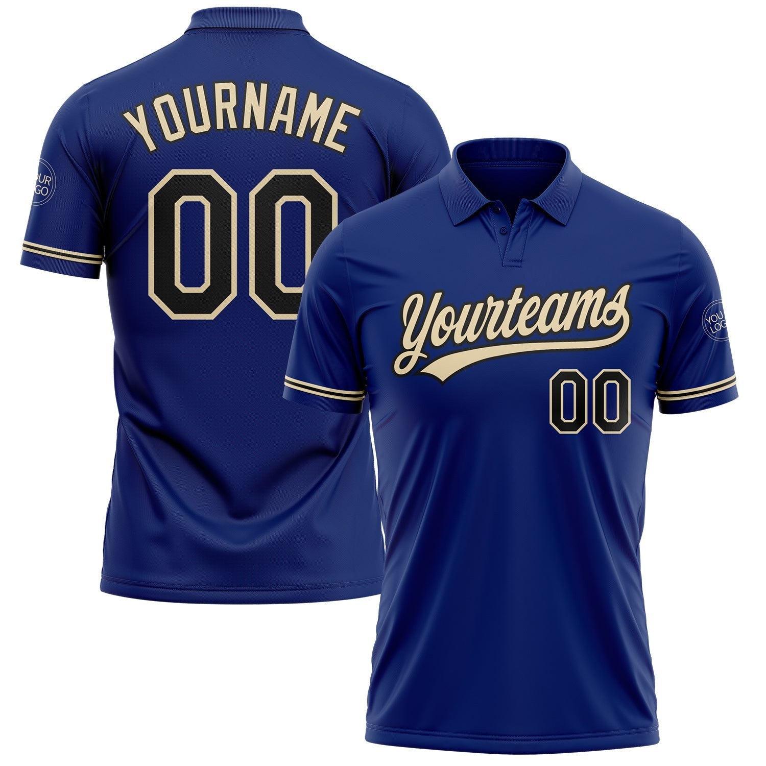 Custom Royal Black-City Cream Performance Vapor Golf Polo Shirt photo 1