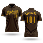 Custom Brown Gold Performance Vapor Golf Polo Shirt