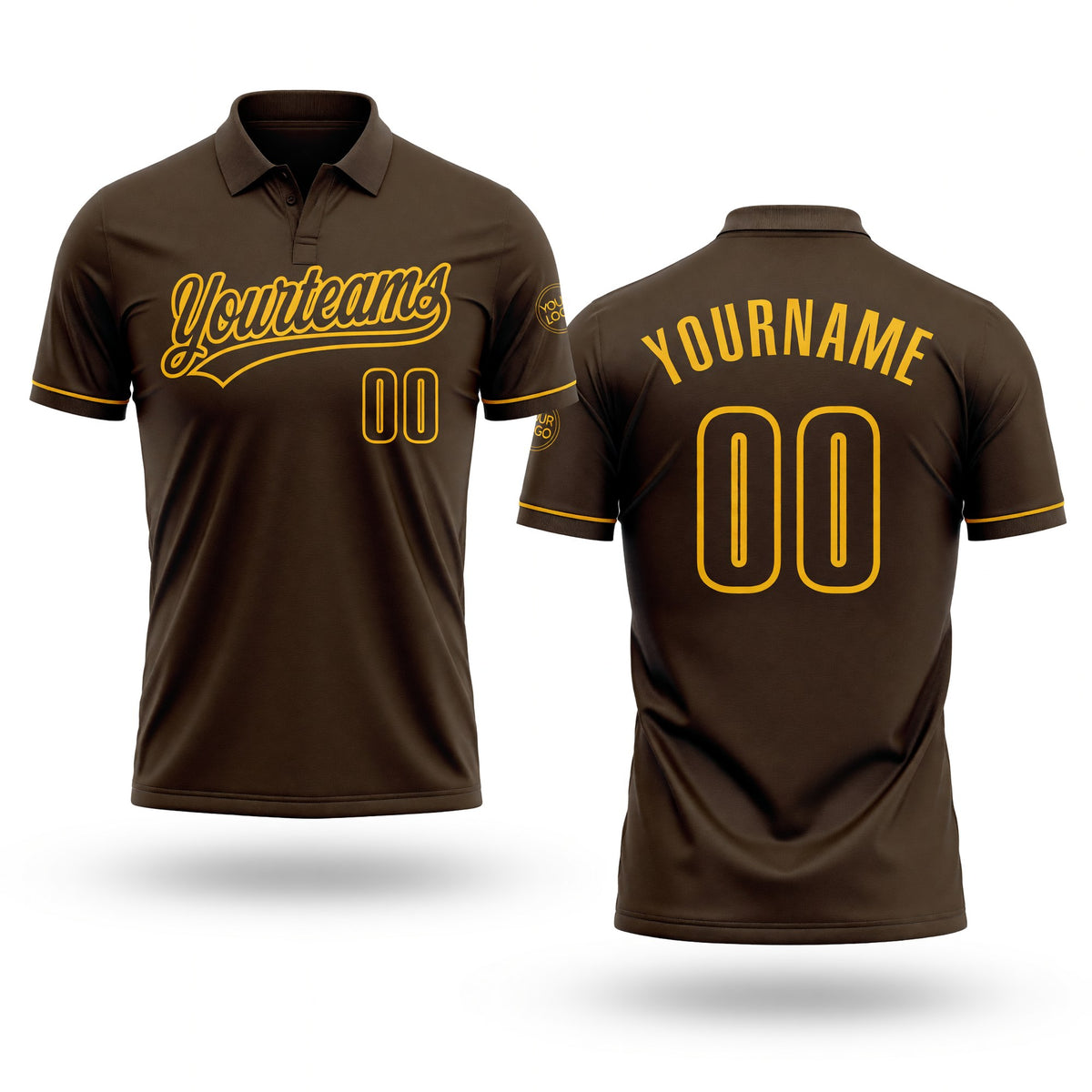 Custom Brown Gold Performance Vapor Golf Polo Shirt