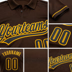 Custom Brown Gold Performance Vapor Golf Polo Shirt detail