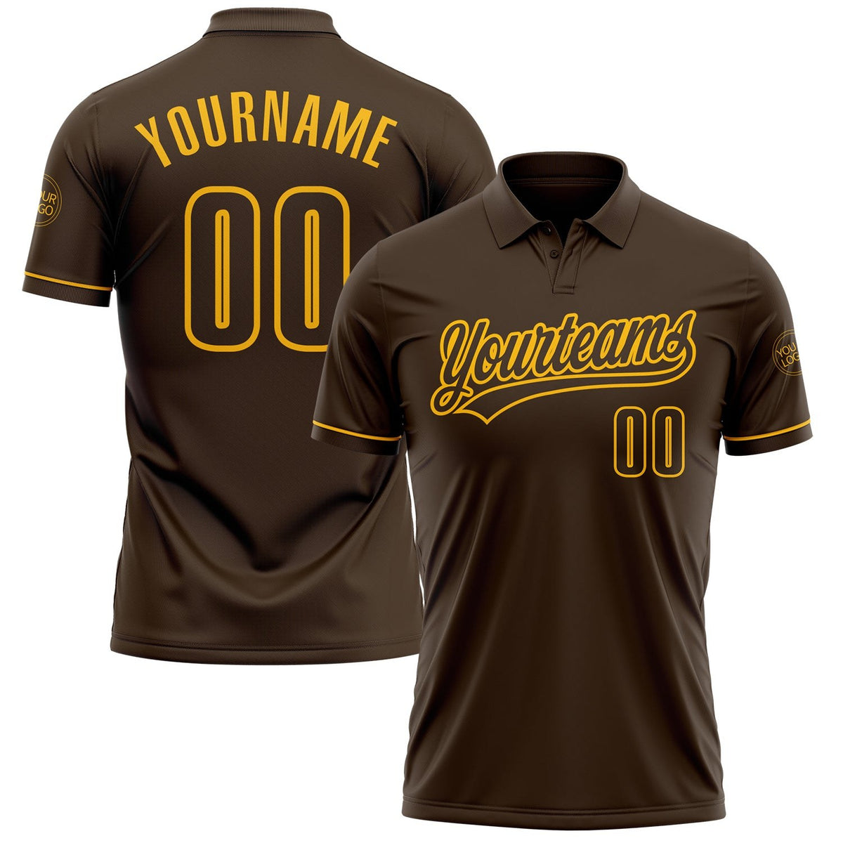 Custom Brown Gold Performance Vapor Golf Polo Shirt photo 1