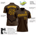 Custom Brown Gold Performance Vapor Golf Polo Shirt photo 3
