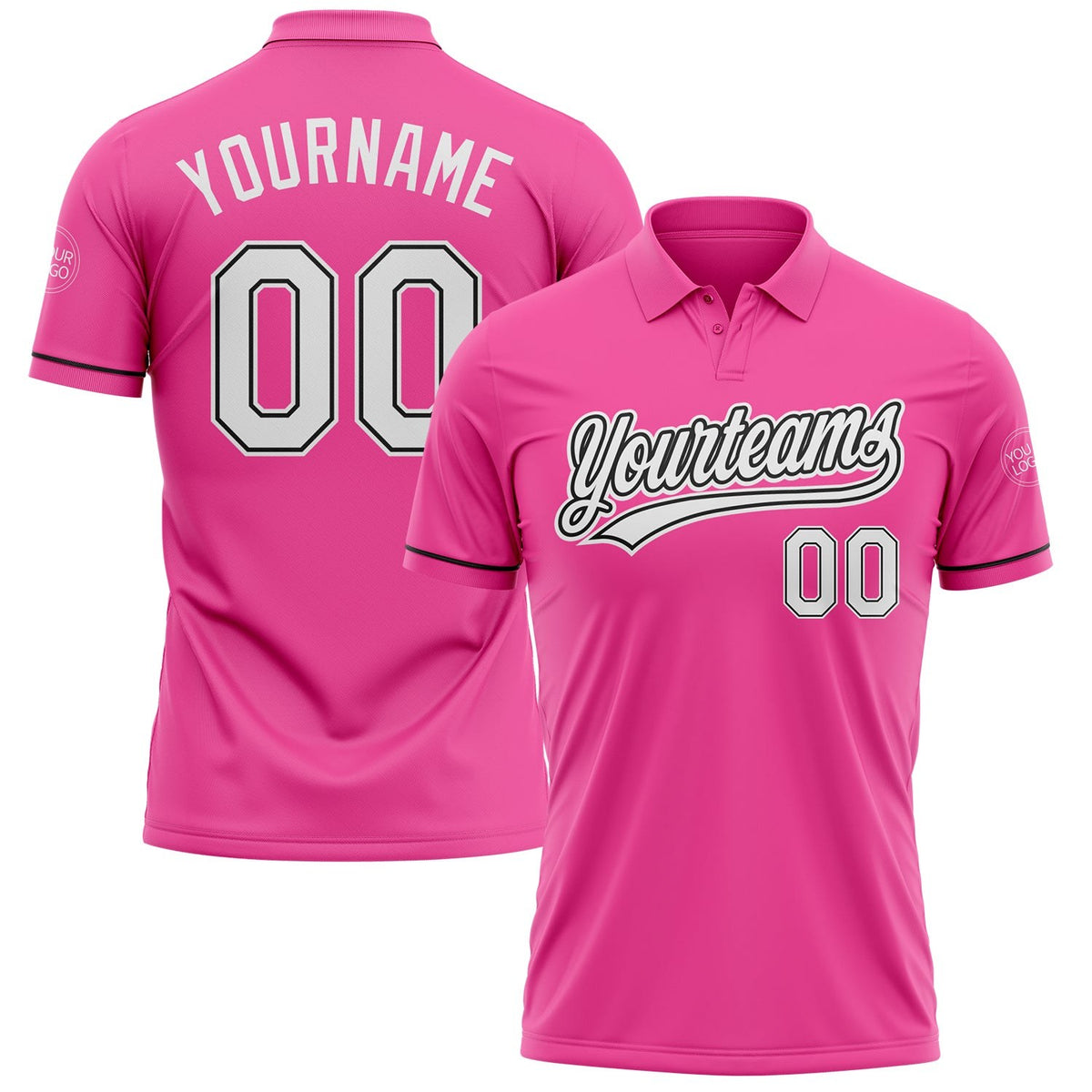 Custom Pink White-Black Performance Vapor Golf Polo Shirt photo 1