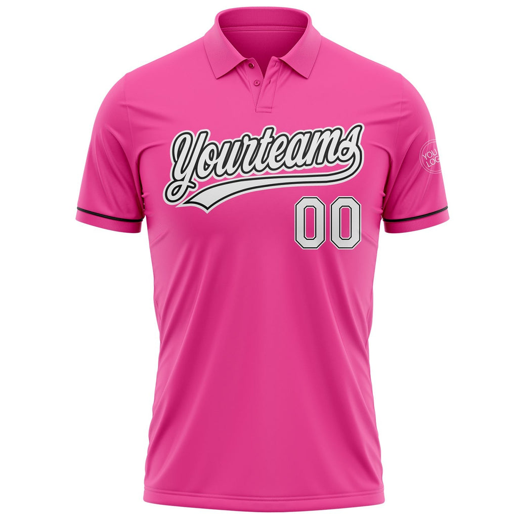 Custom Pink White-Black Performance Vapor Golf Polo Shirt photo 2