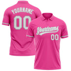 Custom Pink White-Gray Performance Vapor Golf Polo Shirt photo 1