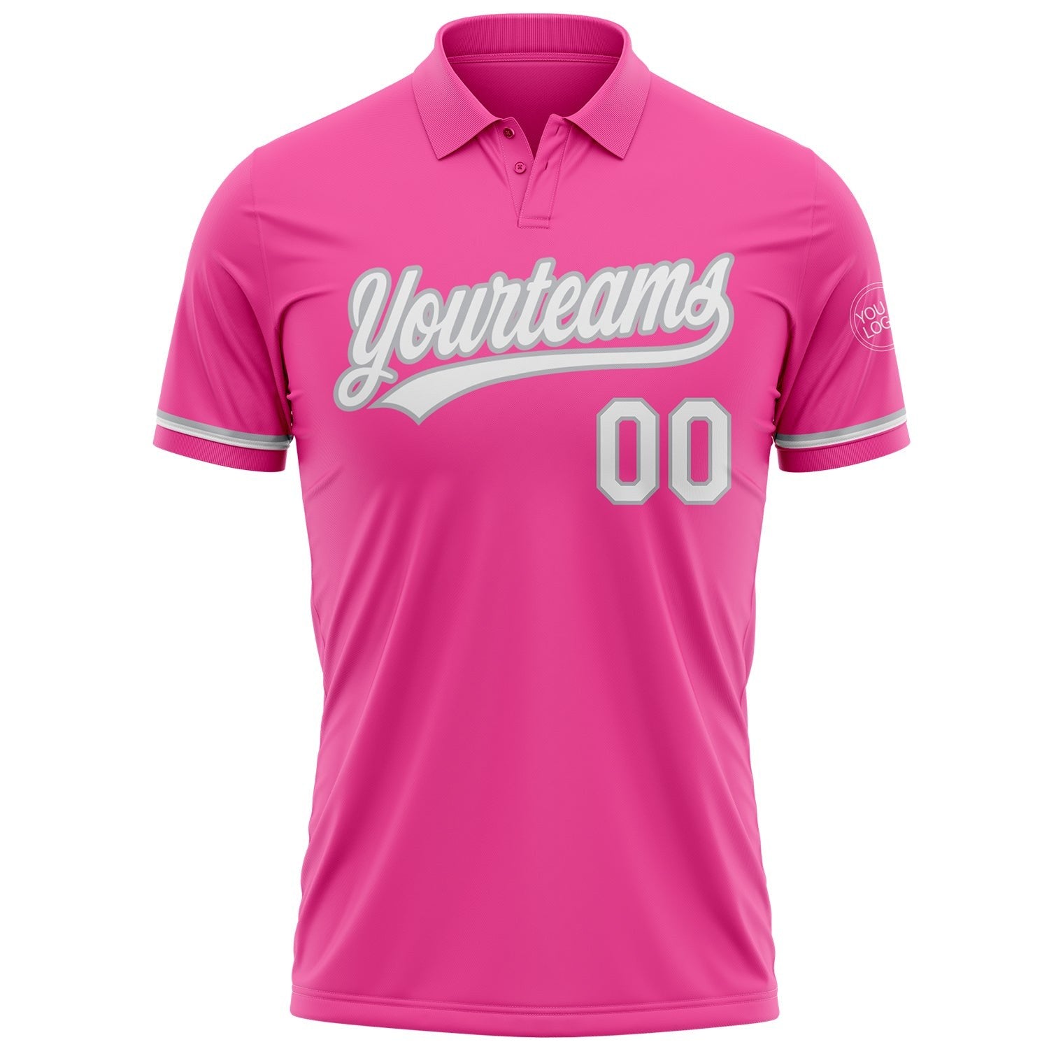 Custom Pink White-Gray Performance Vapor Golf Polo Shirt photo 2