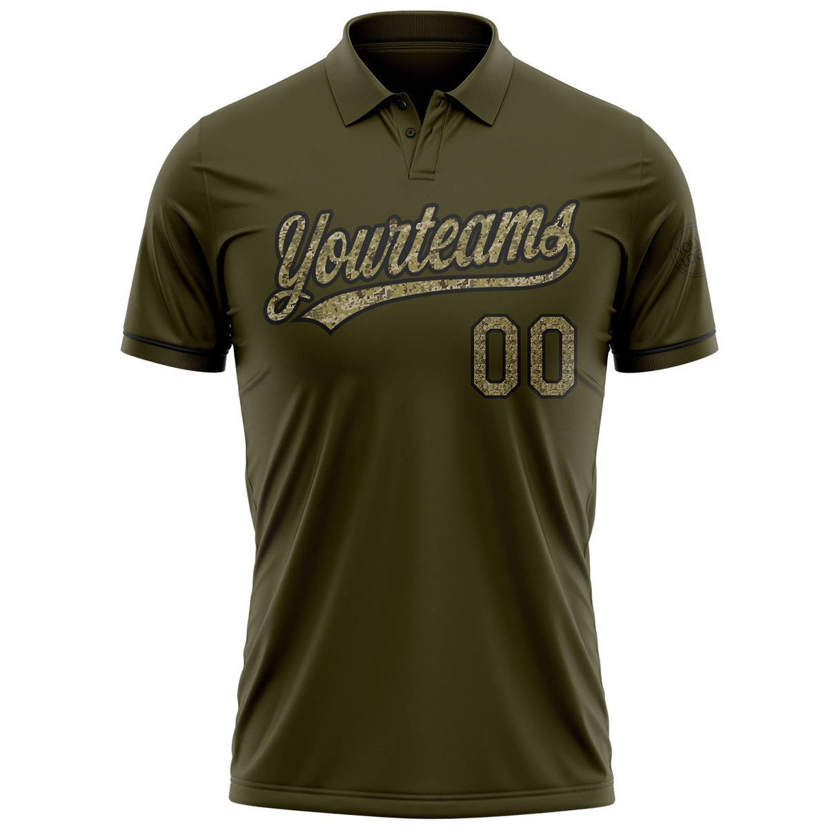 Custom Olive Camo-Black Performance Vapor Salute To Service Golf Polo Shirt photo 2