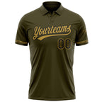 Custom Olive Black-Old Gold Performance Vapor Salute To Service Golf Polo Shirt photo 2