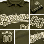 Custom Olive Camo-Cream Performance Vapor Salute To Service Golf Polo Shirt detail