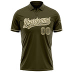 Custom Olive Camo-Cream Performance Vapor Salute To Service Golf Polo Shirt photo 2
