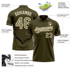 Custom Olive Camo-Cream Performance Vapor Salute To Service Golf Polo Shirt photo 3