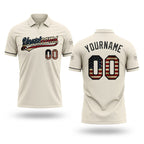 Custom Cream Vintage USA Flag-Black Performance Vapor Golf Polo Shirt