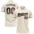 Custom Cream Vintage USA Flag-Black Performance Vapor Golf Polo Shirt photo 1