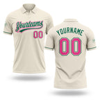 Custom Cream Pink-Kelly Green Performance Vapor Golf Polo Shirt