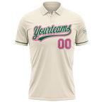 Custom Cream Pink-Kelly Green Performance Vapor Golf Polo Shirt photo 2
