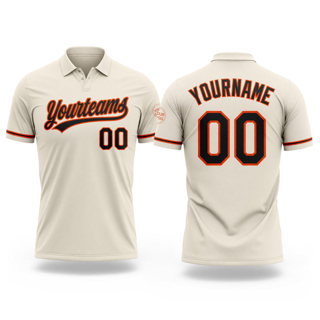 Custom Cream Black-Orange Performance Vapor Golf Polo Shirt
