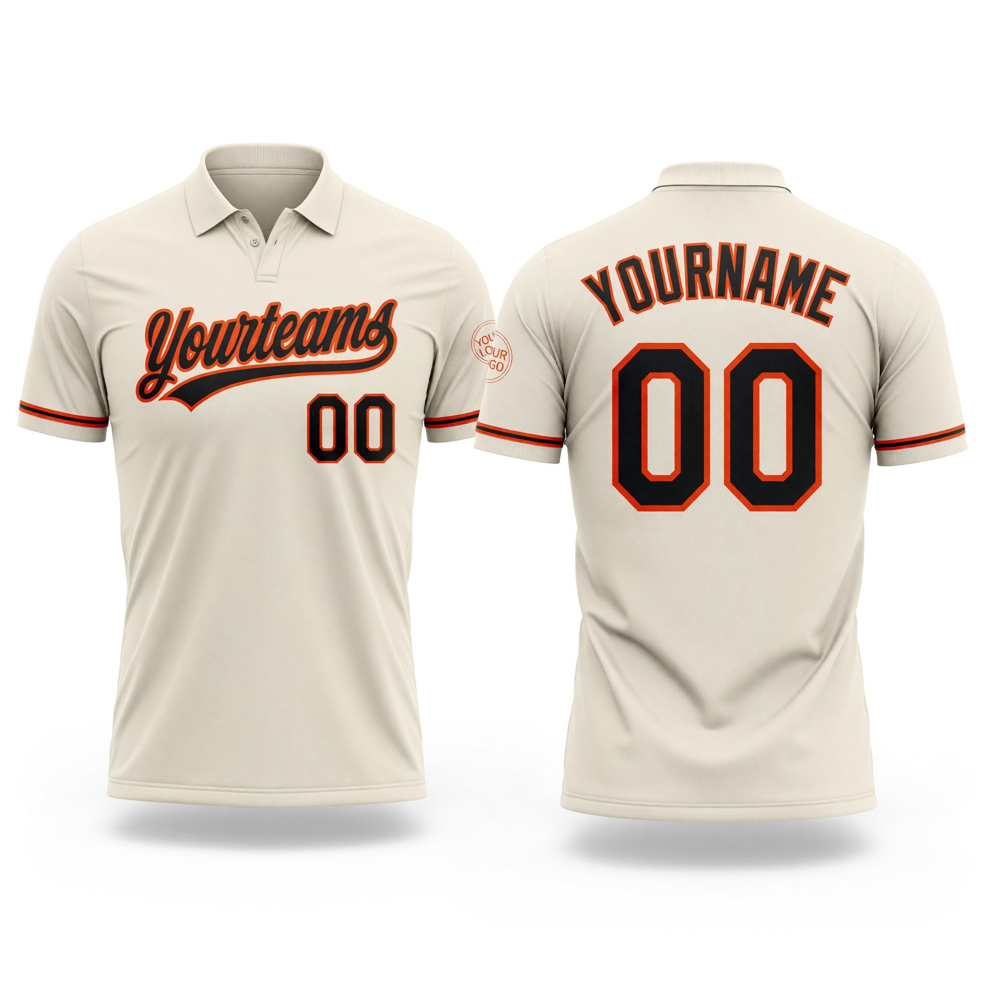 Custom Cream Black-Orange Performance Vapor Golf Polo Shirt