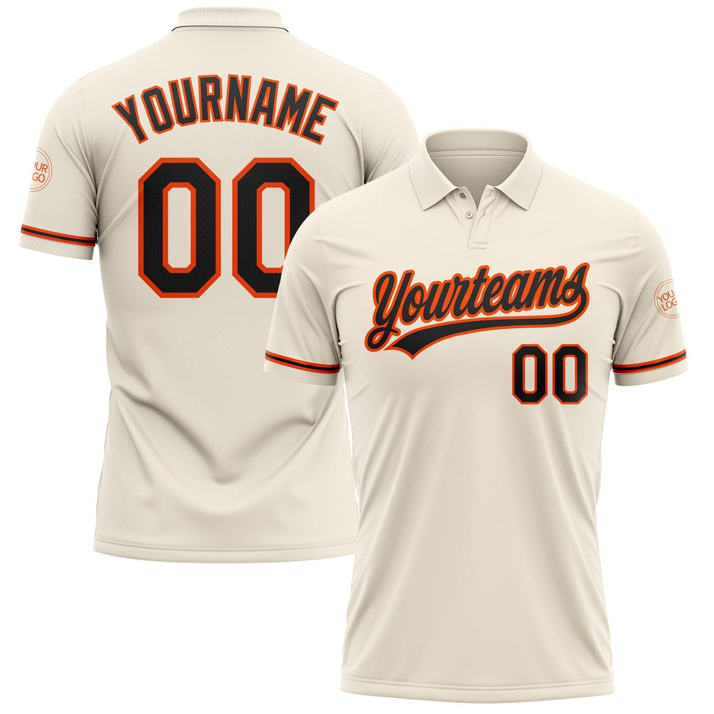 Custom Cream Black-Orange Performance Vapor Golf Polo Shirt photo 1