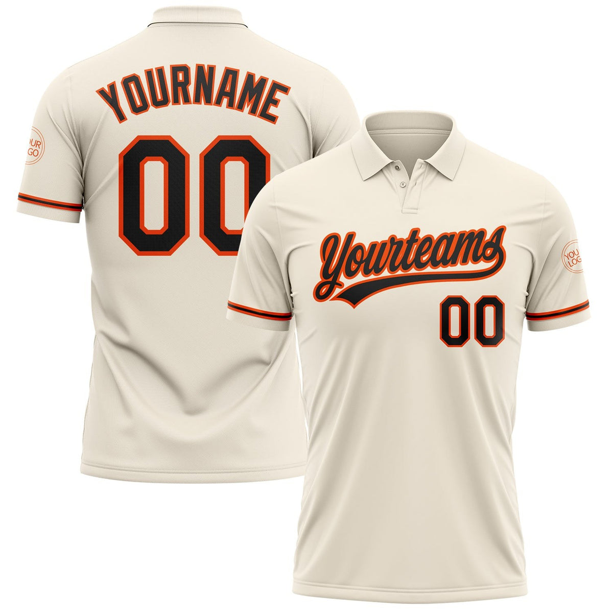 Custom Cream Black-Orange Performance Vapor Golf Polo Shirt photo 1